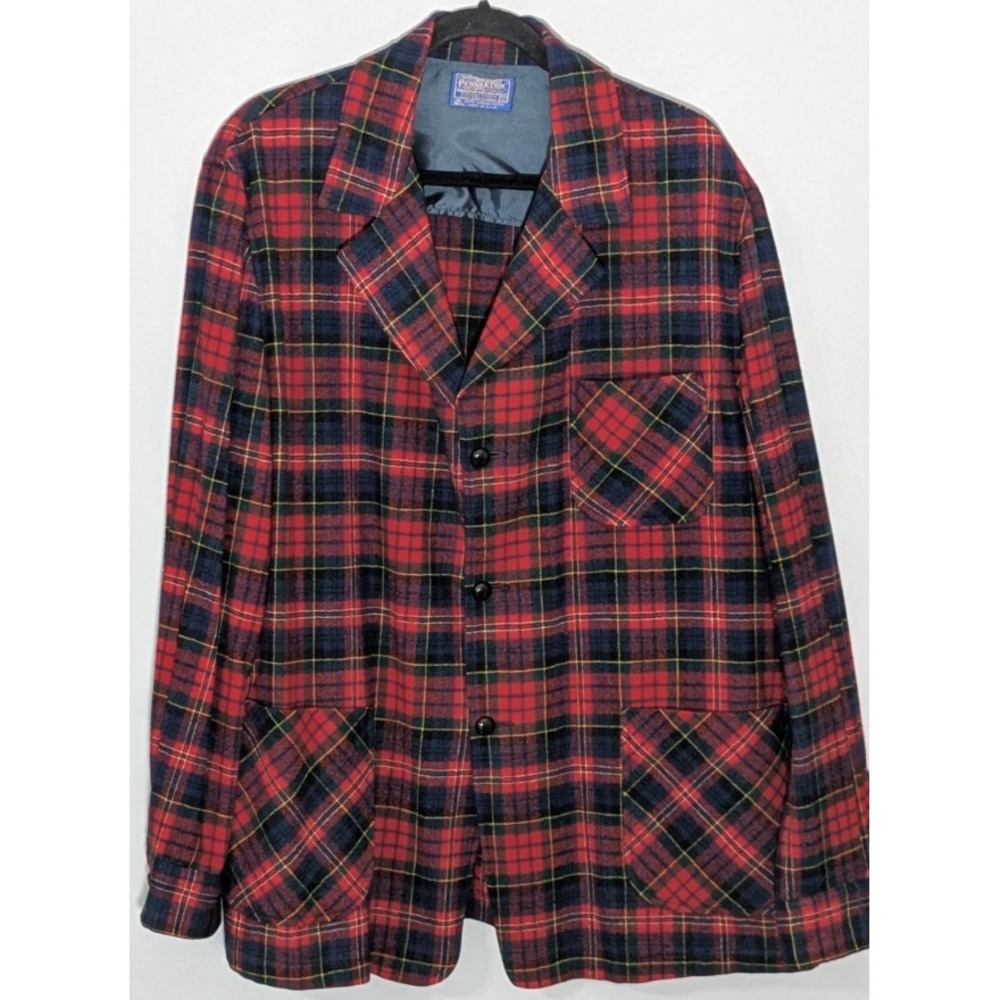Vintage Pendleton Topster Wool Shirt Jacket Royal Stewart Tartan Plaid USA XL